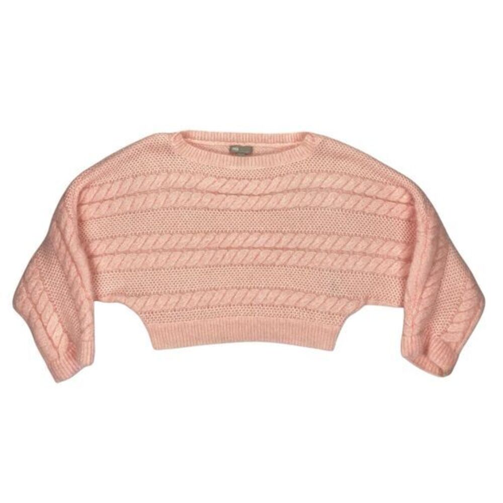 ASOS Crop Chunky Cable Knit Sweater Womens 6‎ Pink Crew Neck Oversize Pullover